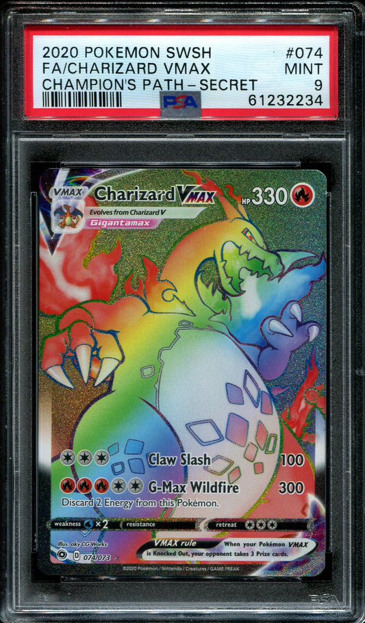 Charizard Vmax Pokemon Sword & Shield Champion's Path 074 NM PSA 9