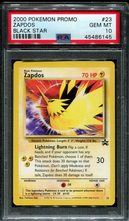 Zapdos Pokemon Promo Black Star 23 NM PSA 10