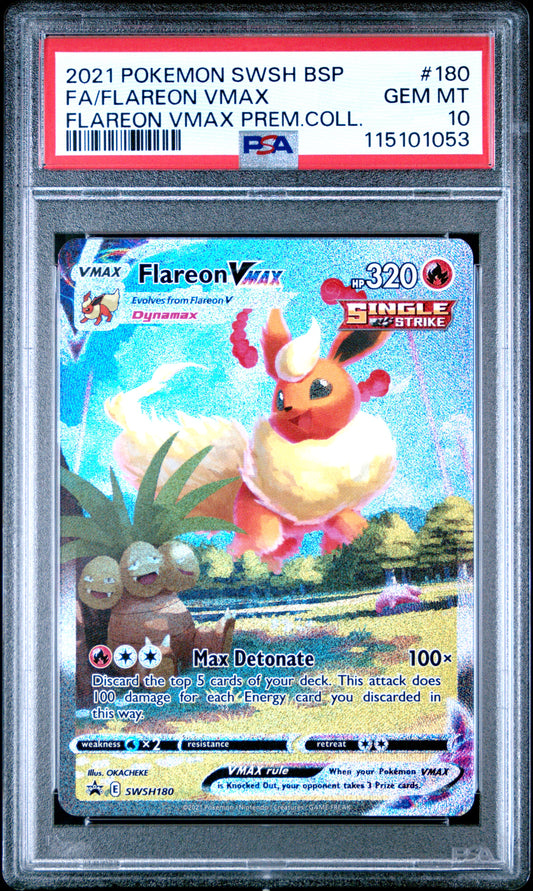 Fa/Flareon Vmax Pokemon Swsh Black Star Promo 180 NM PSA 10