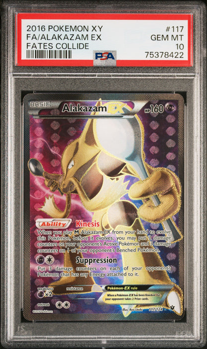 PSA 10 GEM MT FA/ALAKAZAM EX #117 FATES COLLIDE 2016
