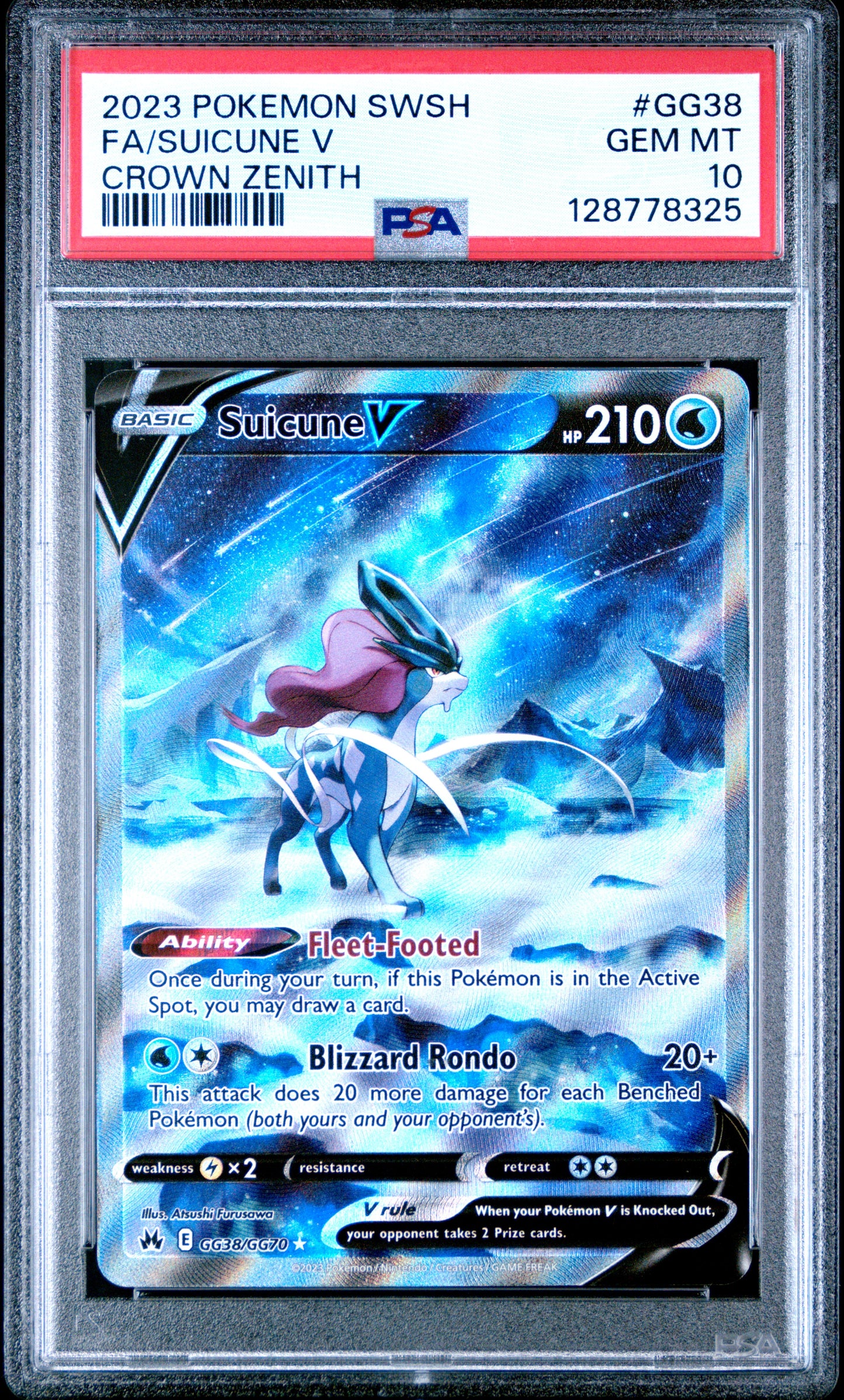 Fa/Suicune V Crown Zenith Pokemon Sword And Shield Crown Zenith GG38 NM PSA 10