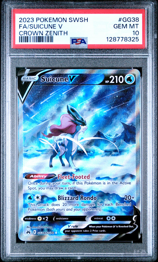Fa/Suicune V Crown Zenith Pokemon Sword And Shield Crown Zenith GG38 NM PSA 10